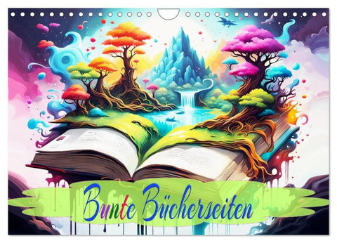 Bunte Bücherseiten (Wandkalender 2027 DIN A4 quer), CALVENDO Monatskalender