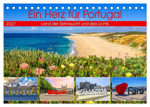 Ein Herz für Portugal (Tischkalender 2027 DIN A5 quer), CALVENDO Monatskalender
