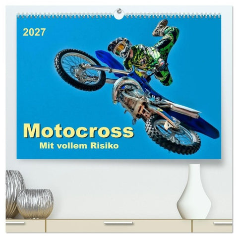Motocross - mit vollem Risiko (hochwertiger Premium Wandkalender 2027 DIN A2 quer), Kunstdruck in Hochglanz