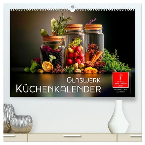 Küchenkalender Glaswerk (hochwertiger Premium Wandkalender 2027 DIN A2 quer), Kunstdruck in Hochglanz
