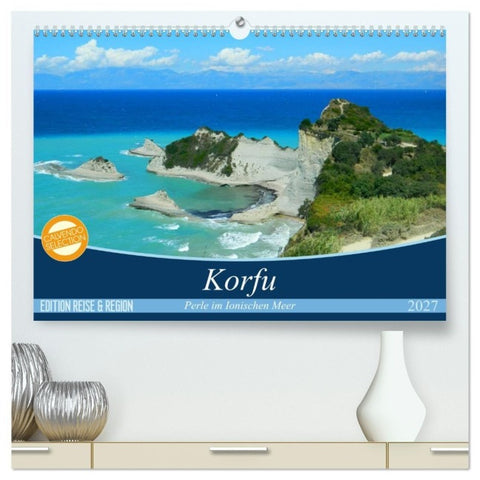 Korfu, Perle im Ionischen Meer (hochwertiger Premium Wandkalender 2027 DIN A2 quer), Kunstdruck in Hochglanz