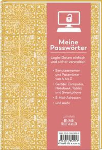 Meine Passwörter. Ein Eintragebuch für Ihre Zugangsdaten, das Sie einfach in Ihrem Bücherregal verstecken können.