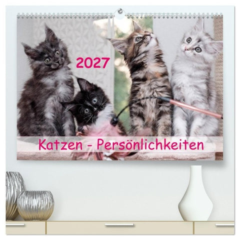 Katzen Persönlichkeiten 2027 (hochwertiger Premium Wandkalender 2027 DIN A2 quer), Kunstdruck in Hochglanz