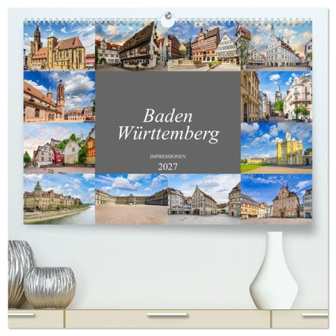 Baden-Württemberg Stadtansichten (hochwertiger Premium Wandkalender 2027 DIN A2 quer), Kunstdruck in Hochglanz
