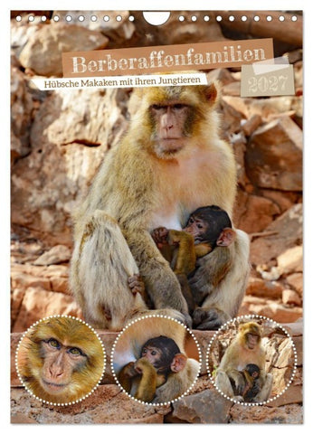 Berberaffenfamilien (Wandkalender 2027 DIN A4 hoch), CALVENDO Monatskalender