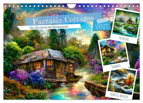 Fantasie Cottages - Ein Jahr durch die Märchenwelt (Wandkalender 2027 DIN A4 quer), CALVENDO Monatskalender