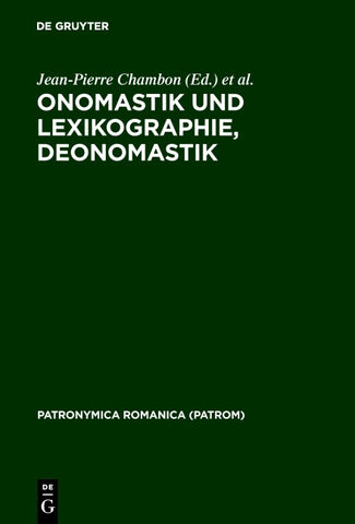 Onomastik und Lexikographie. Deonomastik