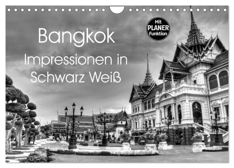 Bangkok Impressionen in Schwarz Weiß (Wandkalender 2027 DIN A4 quer), CALVENDO Monatskalender