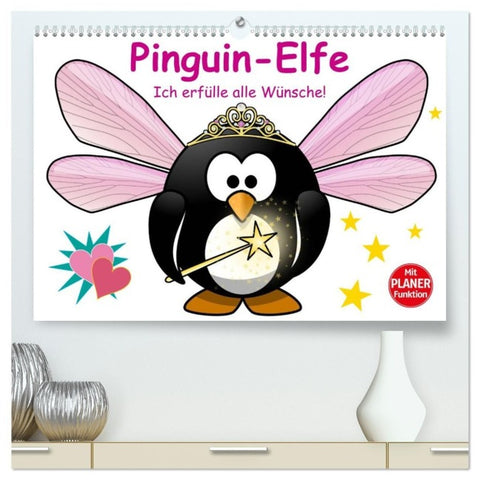 Pinguin-Elfe (hochwertiger Premium Wandkalender 2027 DIN A2 quer), Kunstdruck in Hochglanz