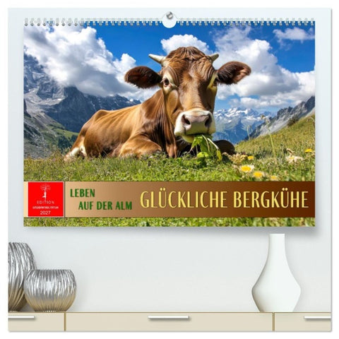 Glückliche Bergkühe - Leben auf der Alm (hochwertiger Premium Wandkalender 2027 DIN A2 quer), Kunstdruck in Hochglanz