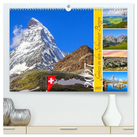 Grüezi in den Schweizer Bergen (hochwertiger Premium Wandkalender 2027 DIN A2 quer), Kunstdruck in Hochglanz