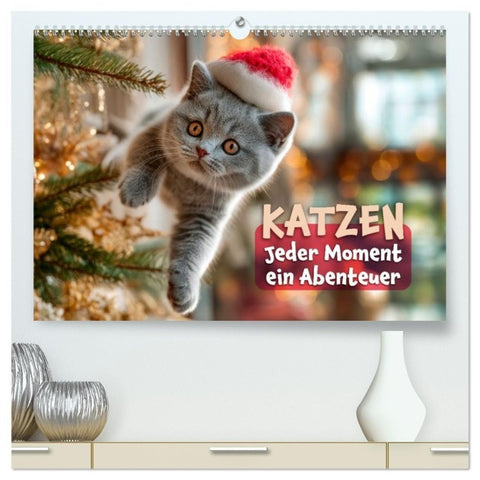Katzen - Jeder Moment ein Abenteuer (hochwertiger Premium Wandkalender 2027 DIN A2 quer), Kunstdruck in Hochglanz