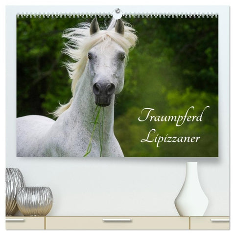 Traumpferd Lipizzaner (hochwertiger Premium Wandkalender 2027 DIN A2 quer), Kunstdruck in Hochglanz