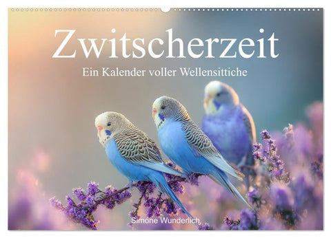 Zwitscherzeit - Ein Kalender voller Wellensittiche (Wandkalender 2027 DIN A2 quer), CALVENDO Monatskalender