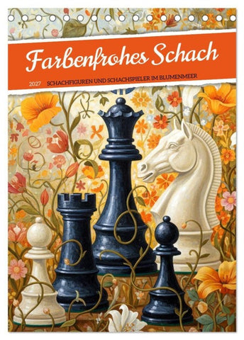 Farbenfrohes Schach (Tischkalender 2027 DIN A5 hoch), CALVENDO Monatskalender
