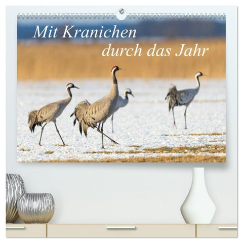 Mit Kranichen durch das Jahr (hochwertiger Premium Wandkalender 2027 DIN A2 quer), Kunstdruck in Hochglanz