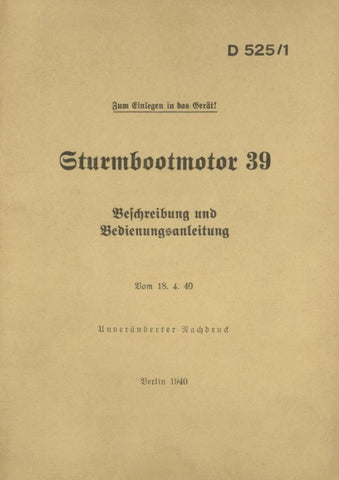 D 525/1 Sturmbootmotor 39 - Beschreibung und Bedienungsanleitung