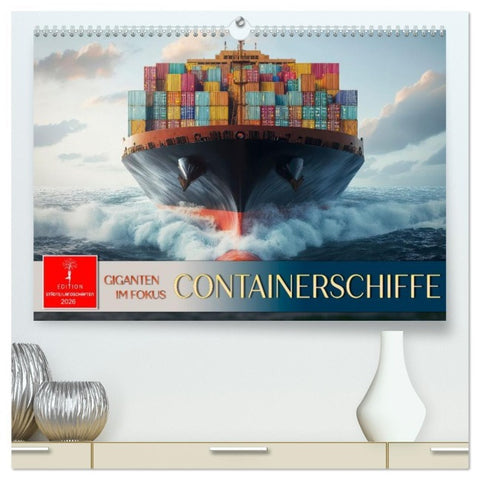 Containerschiffe - Giganten im Fokus (hochwertiger Premium Wandkalender 2026 DIN A2 quer), Kunstdruck in Hochglanz