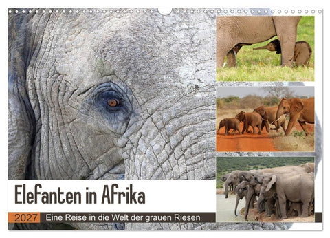 Elefanten in Afrika (Wandkalender 2027 DIN A3 quer), CALVENDO Monatskalender