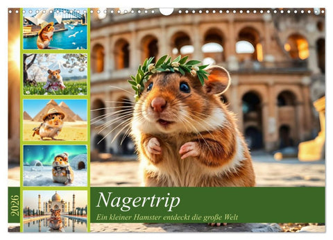 Nagertrip - Ein kleiner Hamster entdeckt die große Welt (Wandkalender 2026 DIN A3 quer), CALVENDO Monatskalender