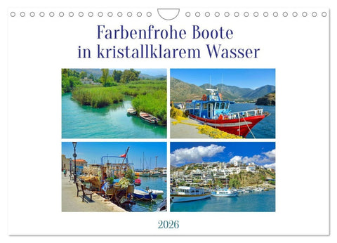 Farbenfrohe Boote in kristallklarem Wasser (Wandkalender 2026 DIN A4 quer), CALVENDO Monatskalender