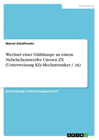 Wechsel einer Glühlampe an einem Nebelscheinwerfer Citroen ZX (Unterweisung Kfz-Mechatroniker / -in)