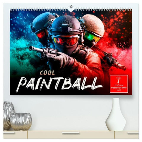 Paintball cool (hochwertiger Premium Wandkalender 2027 DIN A2 quer), Kunstdruck in Hochglanz