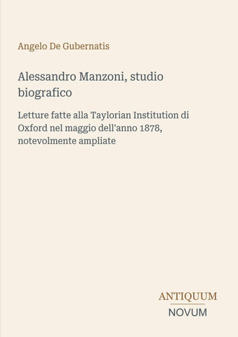 Alessandro Manzoni, studio biografico