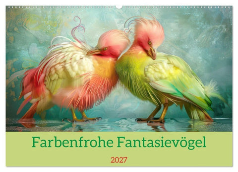 Farbenfrohe Fantasievögel (Wandkalender 2027 DIN A2 quer), CALVENDO Monatskalender