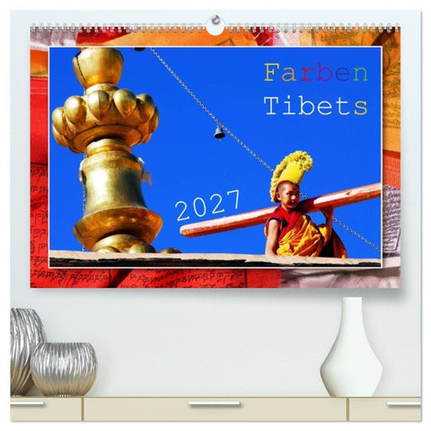 Farben Tibets (hochwertiger Premium Wandkalender 2027 DIN A2 quer), Kunstdruck in Hochglanz