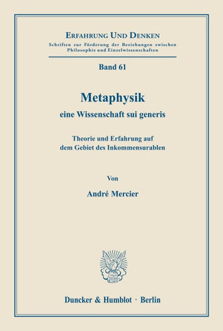 Metaphysik - eine Wissenschaft sui generis.
