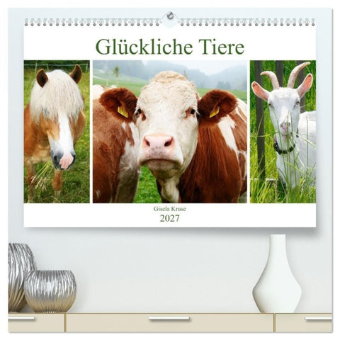 Glückliche Tiere (hochwertiger Premium Wandkalender 2027 DIN A2 quer), Kunstdruck in Hochglanz