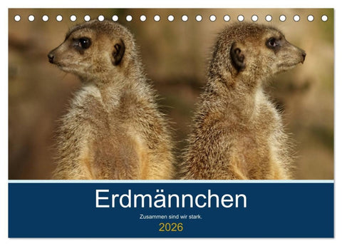 Erdmännchen - Zusammen sind wir stark (Tischkalender 2026 DIN A5 quer), CALVENDO Monatskalender
