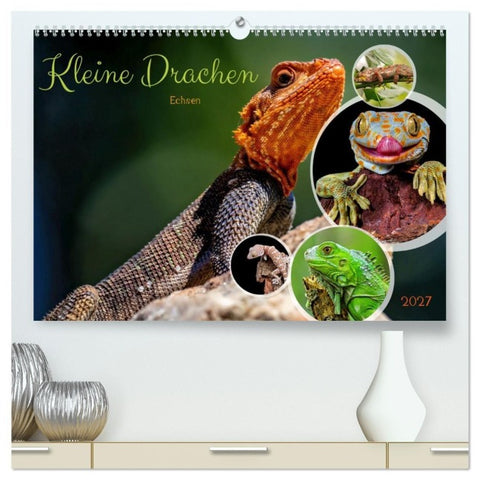 Kleine Drachen - Echsen (hochwertiger Premium Wandkalender 2027 DIN A2 quer), Kunstdruck in Hochglanz