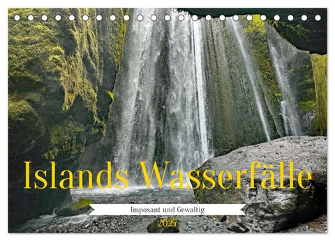 Islands Wasserfälle (Tischkalender 2027 DIN A5 quer), CALVENDO Monatskalender