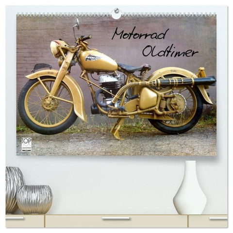 Motorrad Oldtimer (hochwertiger Premium Wandkalender 2026 DIN A2 quer), Kunstdruck in Hochglanz