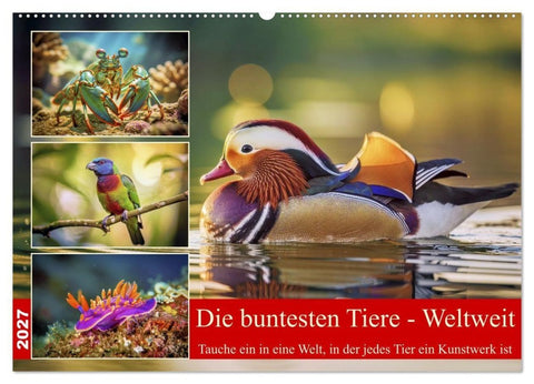 Die buntesten Tiere - Weltweit (Wandkalender 2027 DIN A2 quer), CALVENDO Monatskalender