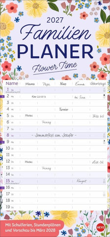 Deko-Familienplaner Flower Time 2027
