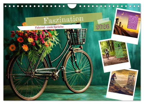 Faszination Fahrrad - coole Sprüche (Wandkalender 2026 DIN A4 quer), CALVENDO Monatskalender