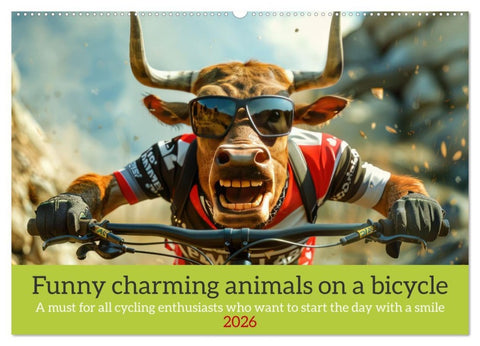 Funny charming animals on a bicycle (Wall Calendar 2026 DIN A2 landscape), CALVENDO 12 Month Wall Calendar