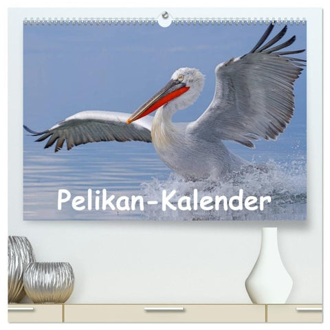 Pelikan-Kalender (hochwertiger Premium Wandkalender 2027 DIN A2 quer), Kunstdruck in Hochglanz