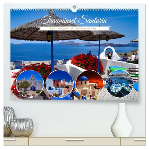 Trauminsel Santorin (hochwertiger Premium Wandkalender 2026 DIN A2 quer), Kunstdruck in Hochglanz