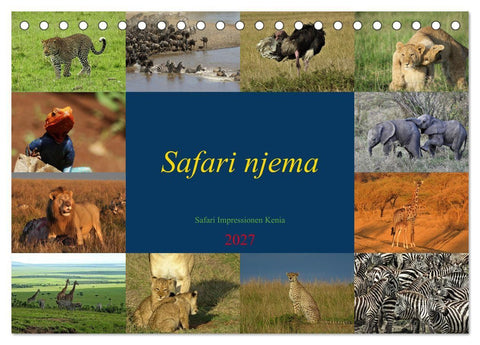 Safari njema - Safari Impressionen Kenia (Tischkalender 2027 DIN A5 quer), CALVENDO Monatskalender