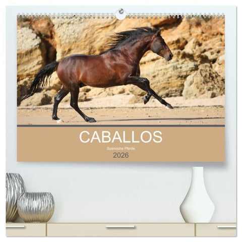 Caballos Spanische Pferde 2026 (hochwertiger Premium Wandkalender 2026 DIN A2 quer), Kunstdruck in Hochglanz