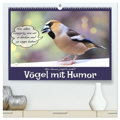 Vögel mit Humor (hochwertiger Premium Wandkalender 2027 DIN A2 quer), Kunstdruck in Hochglanz