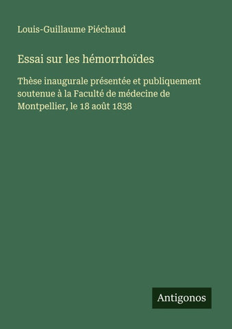 Essai sur les hémorrhoïdes