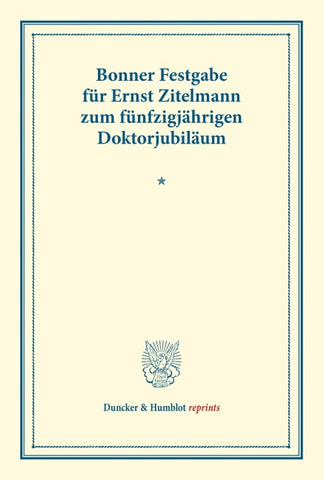Bonner Festgabe für Ernst Zitelmann