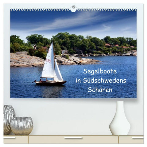 Segelboote in Südschwedens Schären (hochwertiger Premium Wandkalender 2026 DIN A2 quer), Kunstdruck in Hochglanz