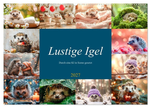 Lustige Igel (Wandkalender 2027 DIN A2 quer), CALVENDO Monatskalender