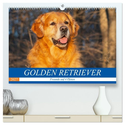 Golden Retriever - Freunde auf 4 Pfoten (hochwertiger Premium Wandkalender 2027 DIN A2 quer), Kunstdruck in Hochglanz